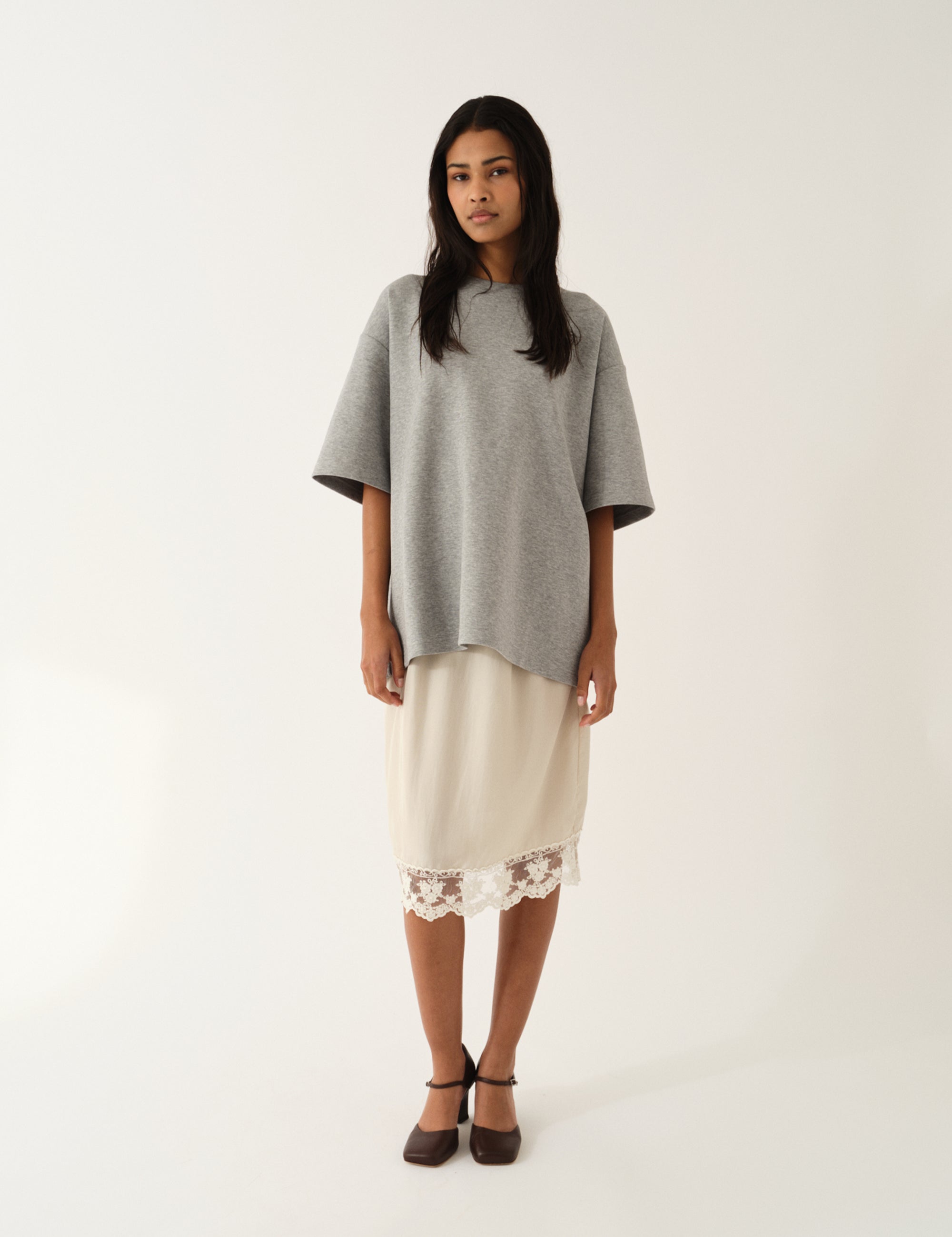 TG Bow Tee Grey Melange