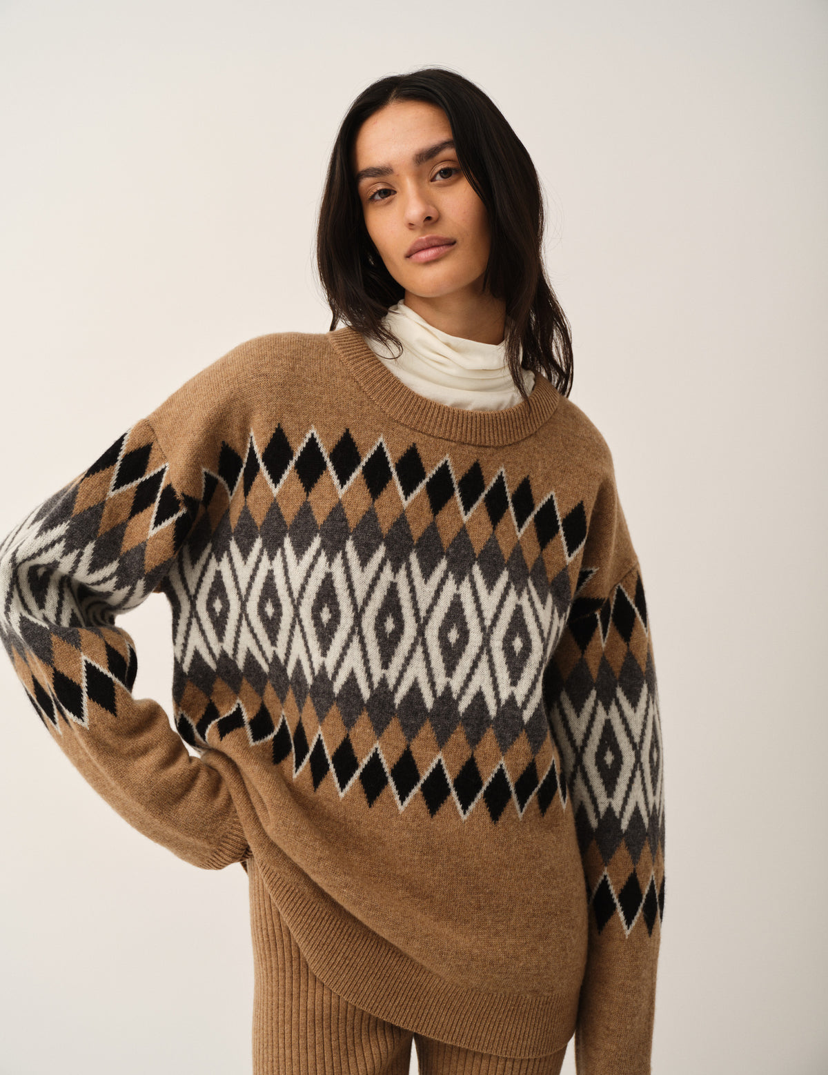 Faroe Island Sweater Praline Argyle