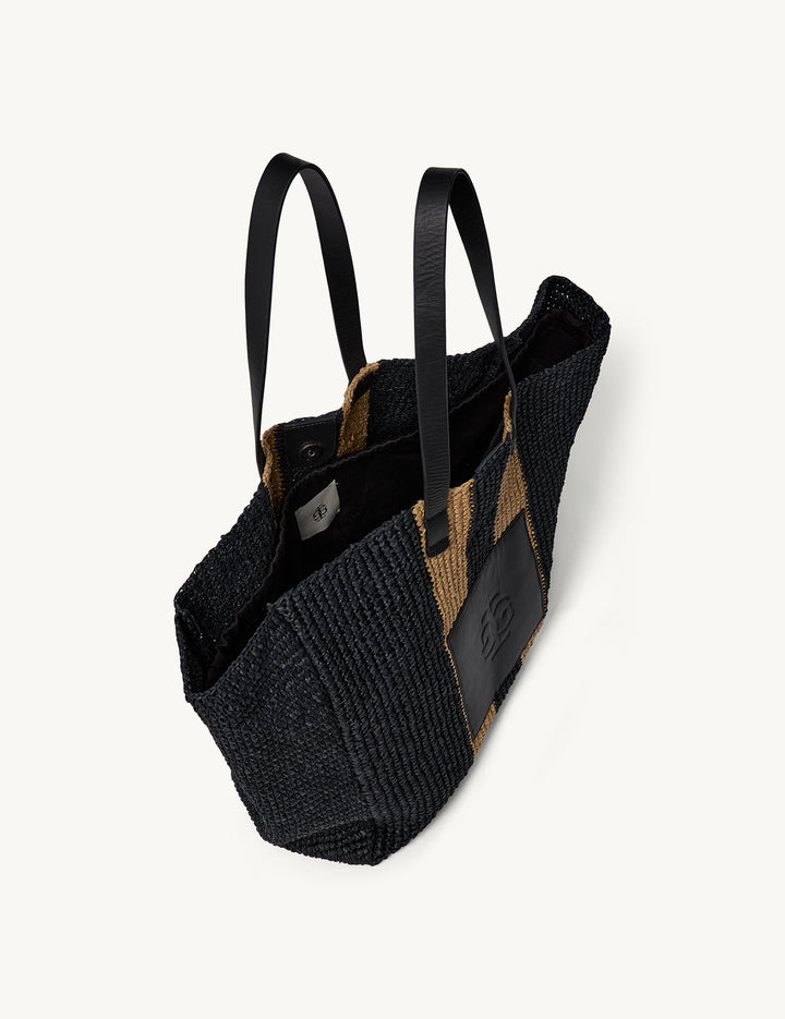 Raffia Beach Bag Black/natural stripe OS / Black/natural stripe