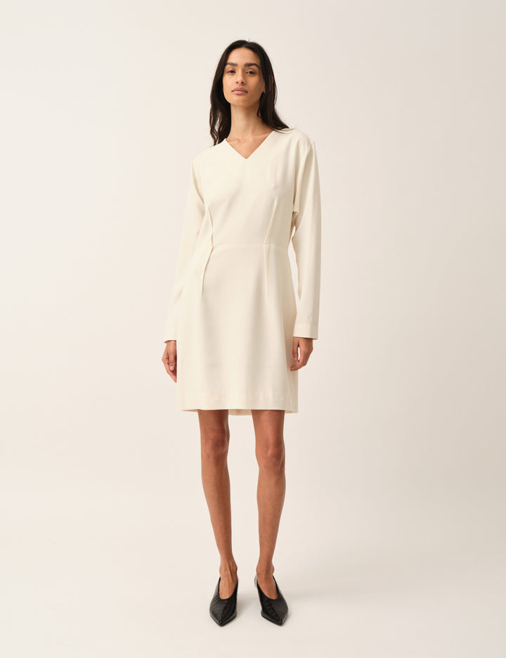 Crepe Back Dress Cream 4 / Cream