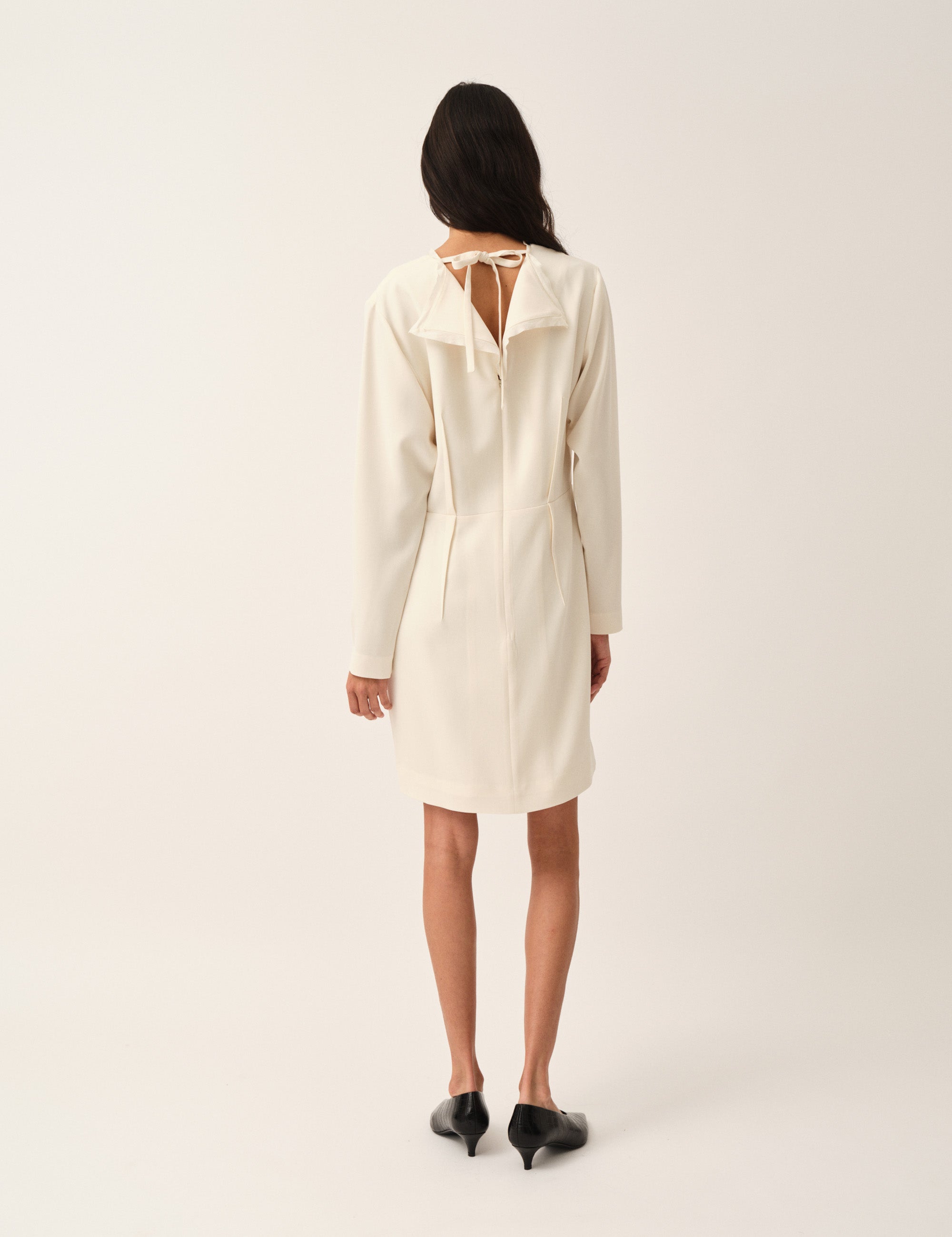 Crepe Back Dress Cream 4 / Cream