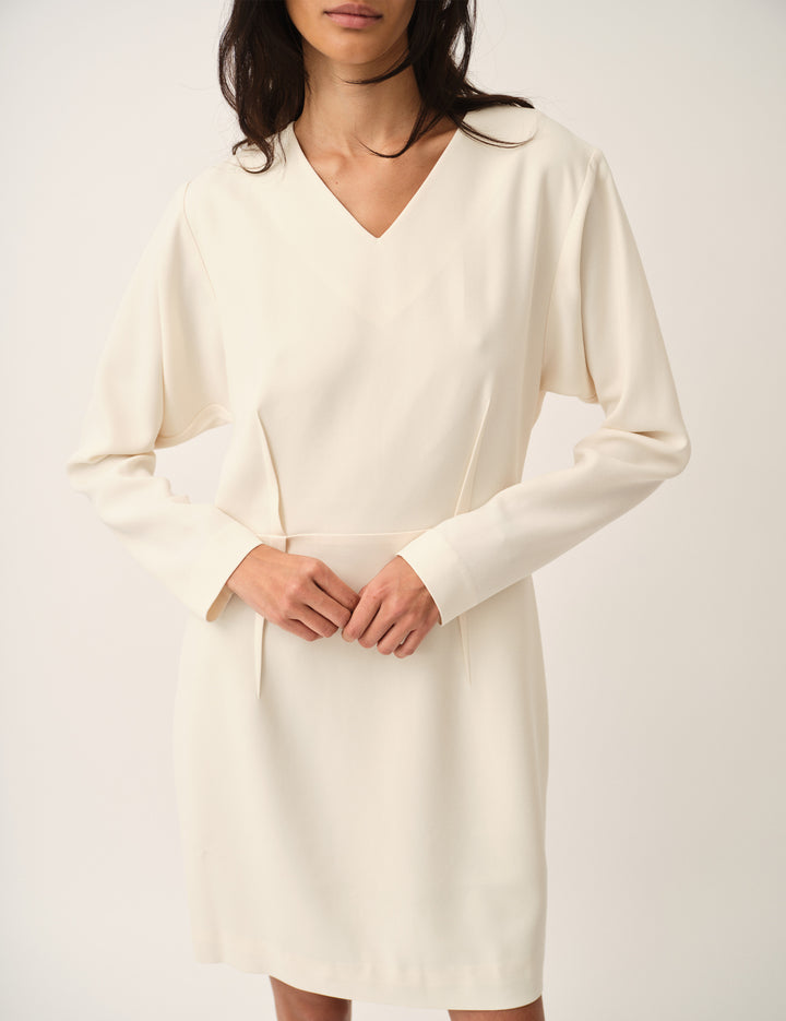 Crepe Back Dress Cream 4 / Cream