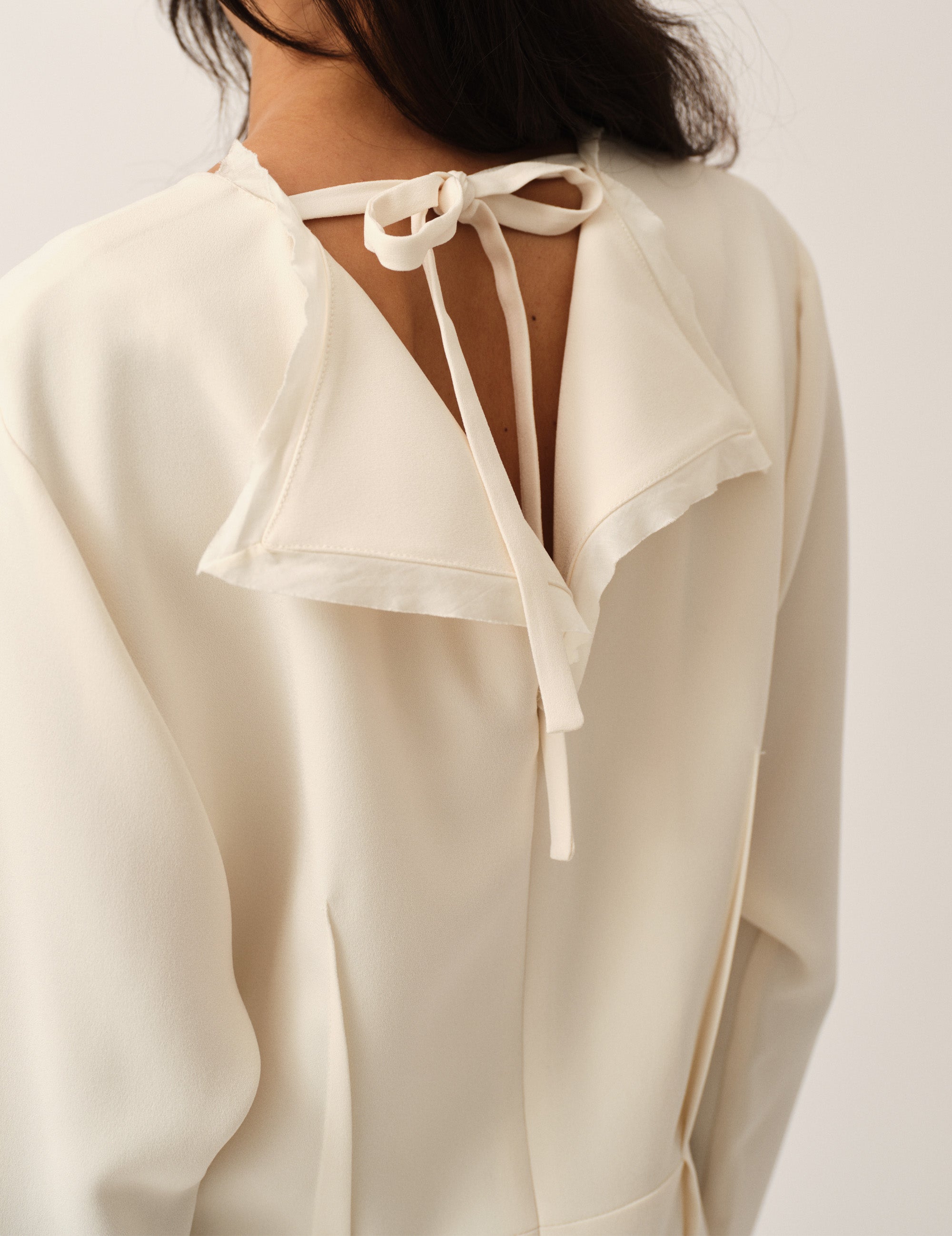 Crepe Back Dress Cream 4 / Cream