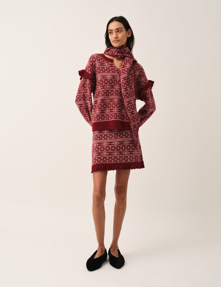 Faroe Island Knit Merlot/cream artwork 4 / Merlot/cream artwork