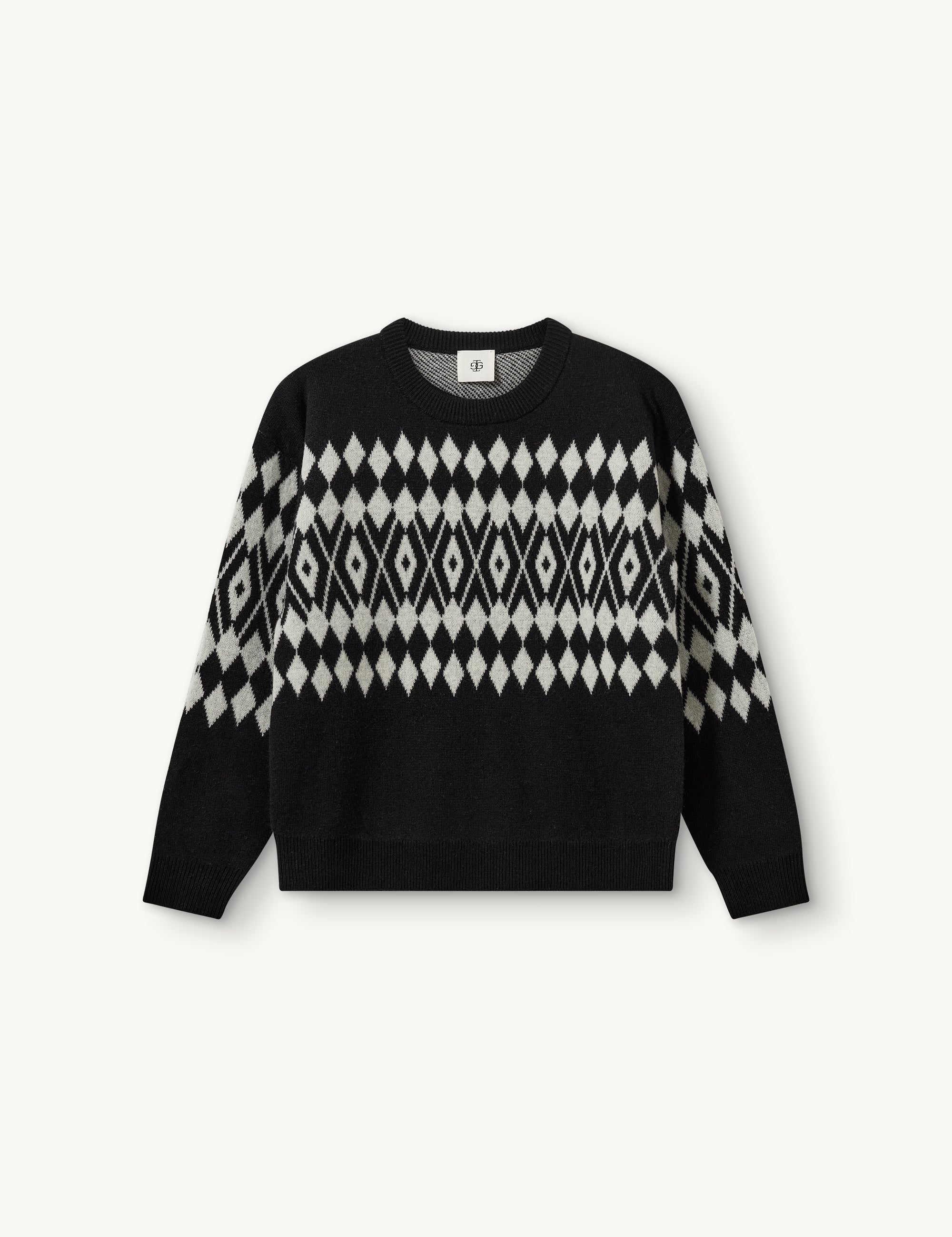 Faroe Island Sweater Black argyle