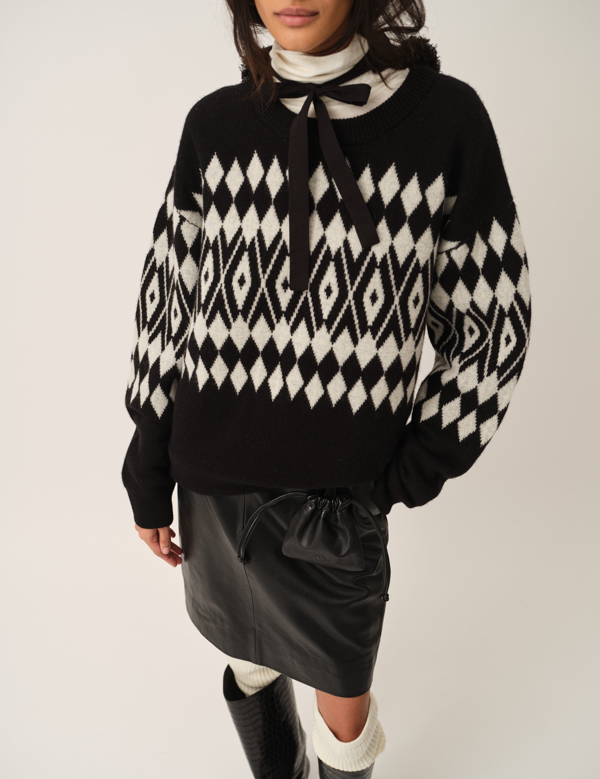 Faroe Island Sweater Black argyle 4 / Black argyle