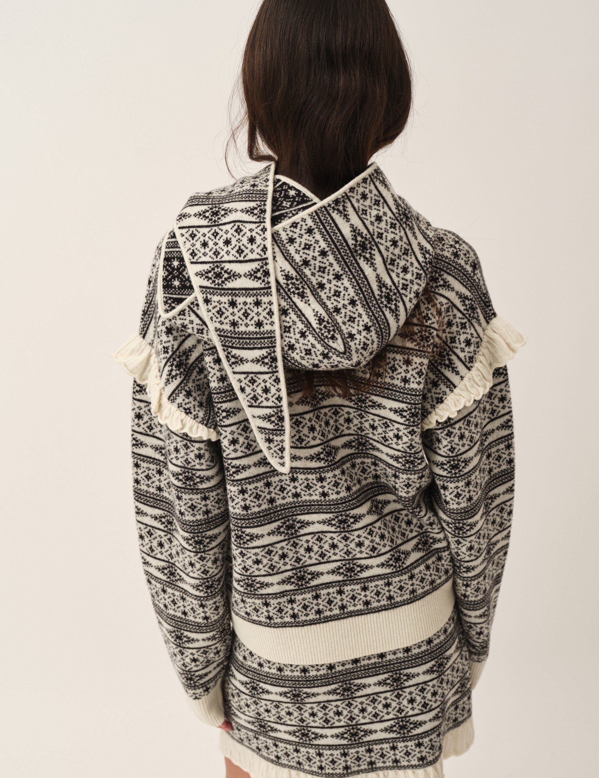 Como Hood Scarf Cream/black artwork OS / Cream/black artwork