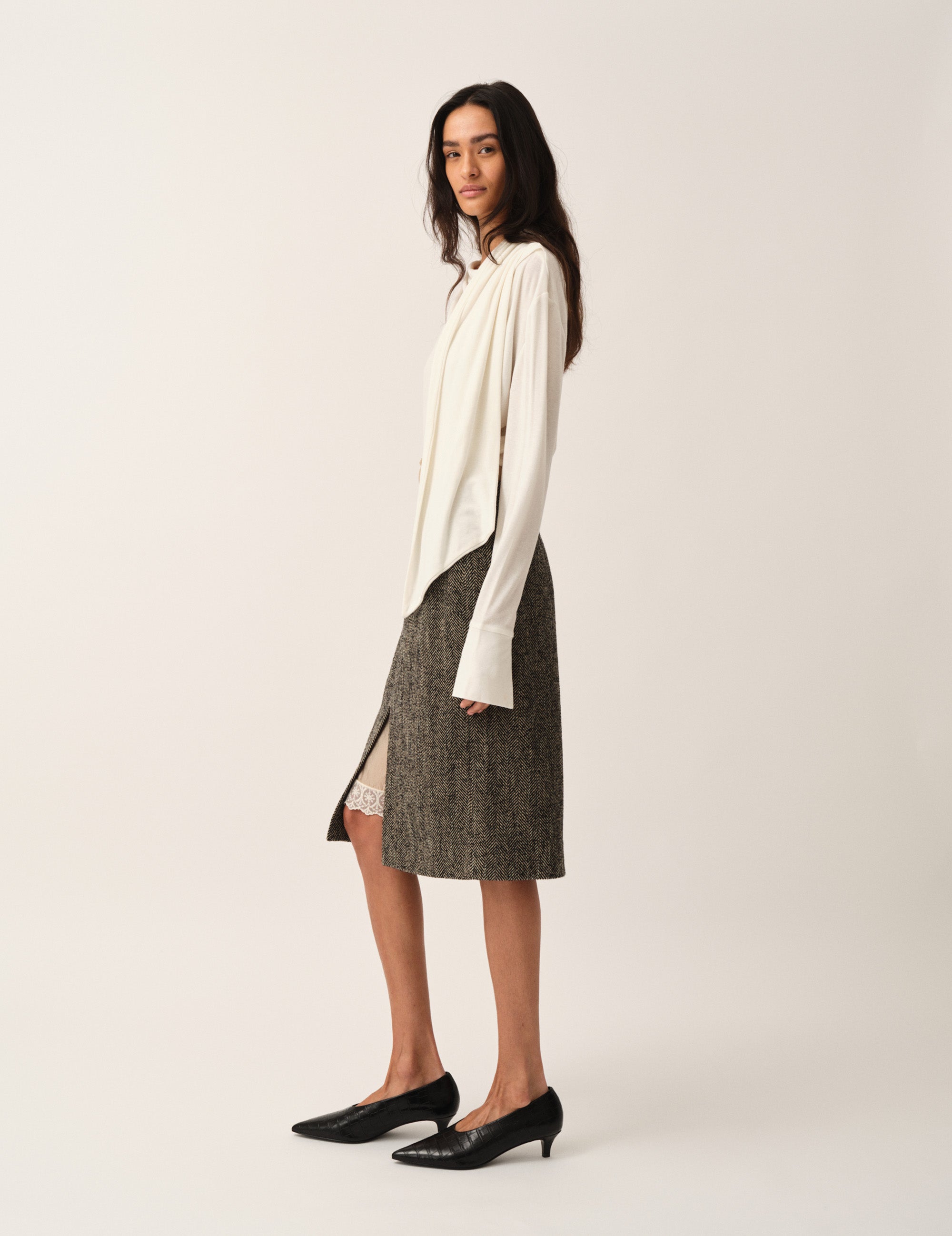 Breanna Scarf Blouse Cream 4 / Cream