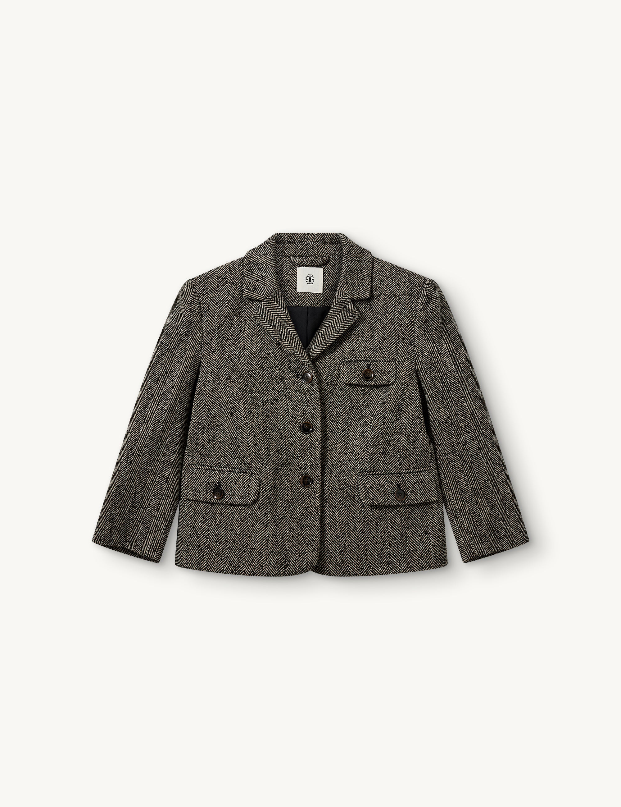 York Fitted Jacket Black/brown herringbone