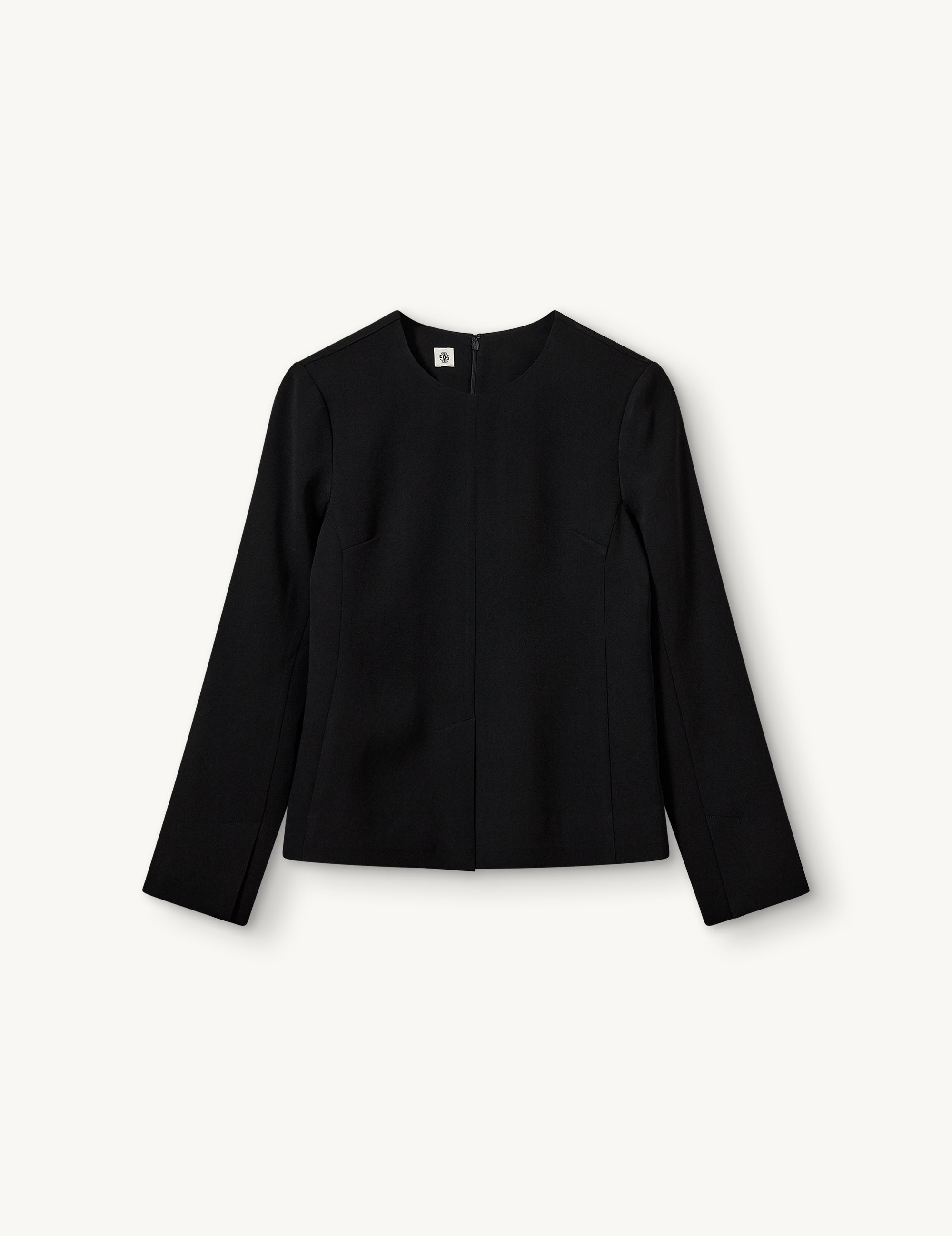 Crepe Slit Blouse Black